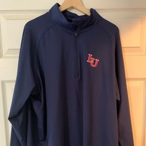 Liberty University 1/4 zip pullover blue with LU logo 2xl